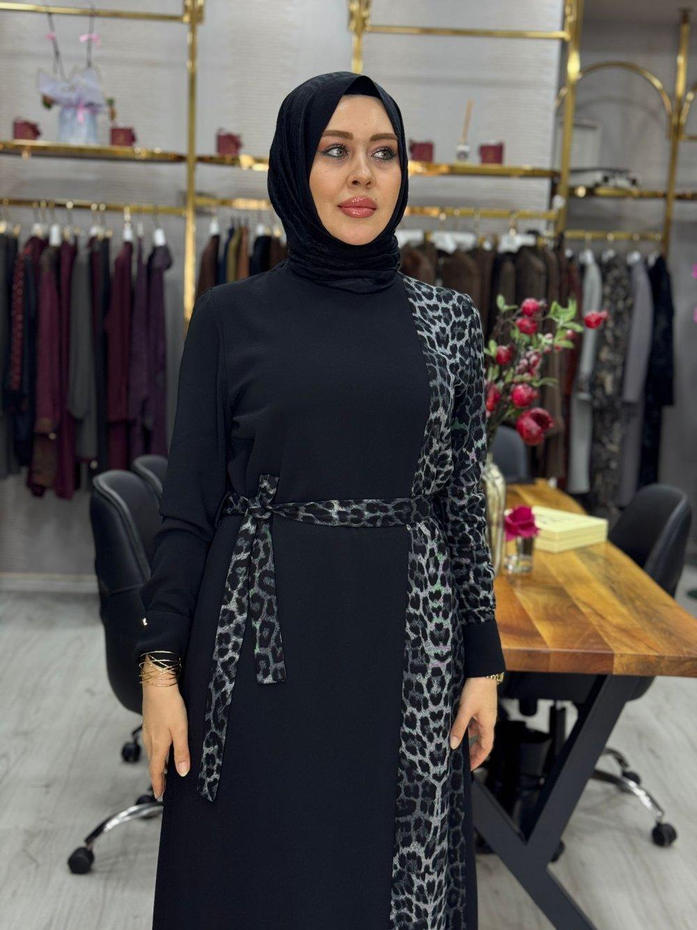 Milena Elbise Gri Leopar
